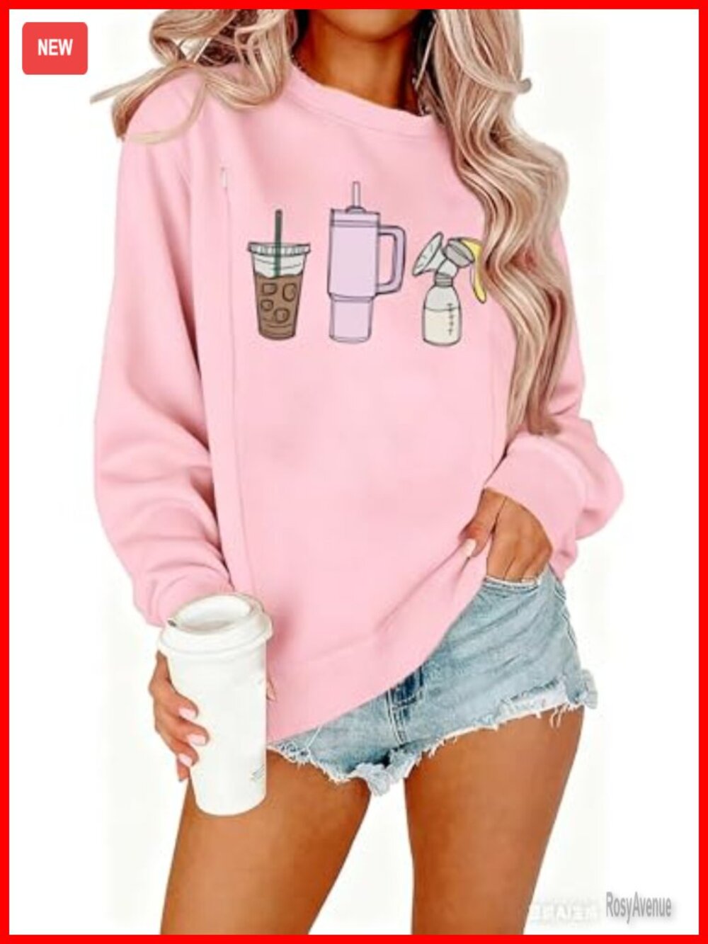 Nursing Sweatshirt Hidden Zip Breastfeeding Pullover Maternity Top